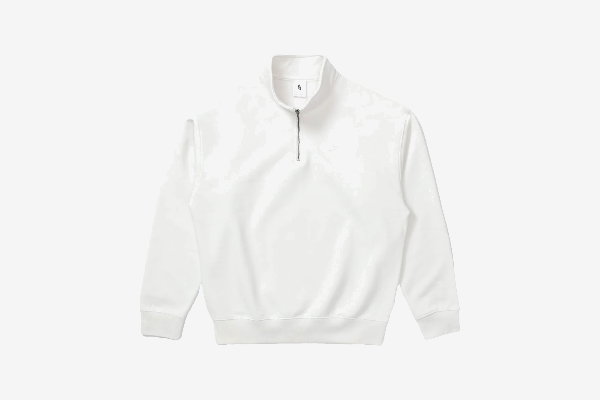 Nike Mini Swoosh Quarter Zip Sweatshirt in White
