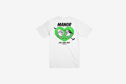 Manor "Live, Love, Golf T-Shirt" M - White / Green