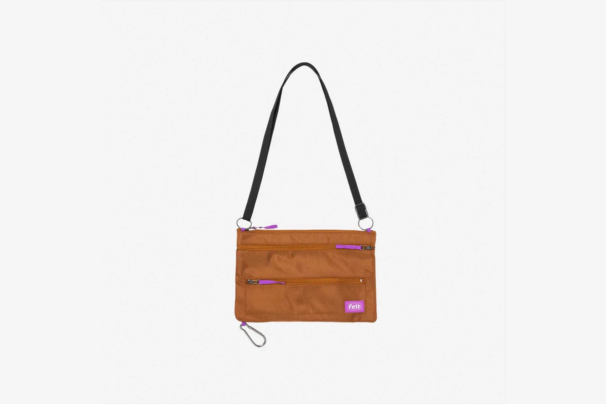 Women's brown felt crossbody bag