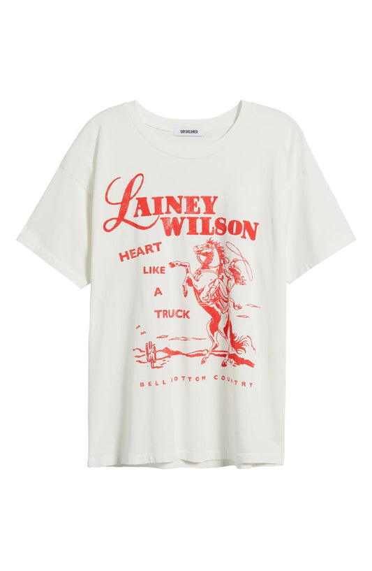 Daydreamer "Lainey Wilson Bell Bottom Country Tee" W - Vintage White