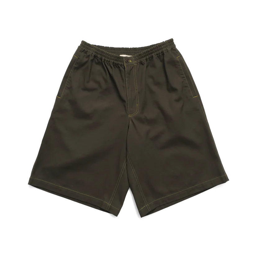 Metalwood "Contrast Stitch Elastic Waist Short"  M - Forest Green