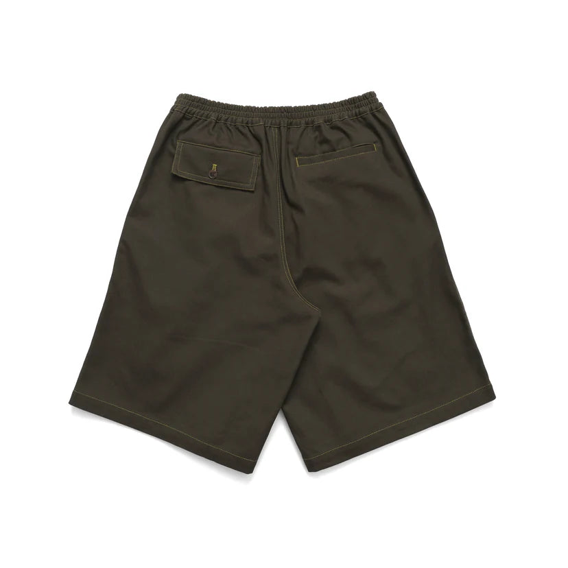 Metalwood "Contrast Stitch Elastic Waist Short"  M - Forest Green