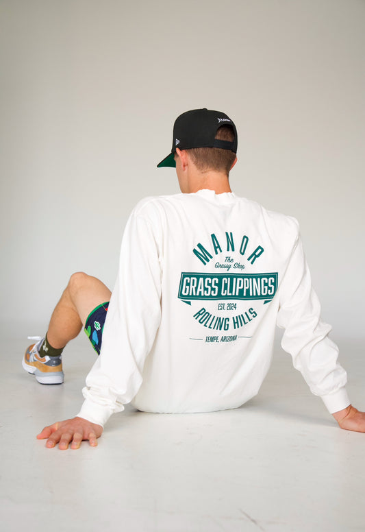 Manor "The Grassy Shop Long Sleeve T-Shirt" M - Off White / Fairway