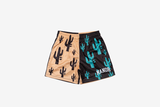 Manor "Brown Cactus Mesh Short" K - Brown / Beige / Cactus Print