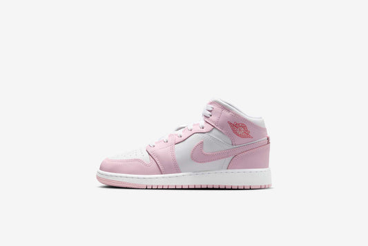 Air Jordan "1 Mid" GS - Pink Foam / White / Fire Red