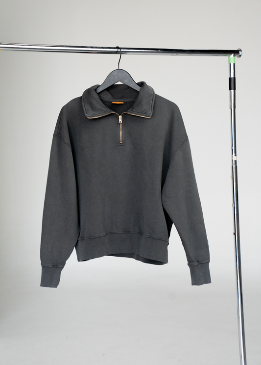 Manor "Washed French Terry 1/4 Zip" M - Asphalt