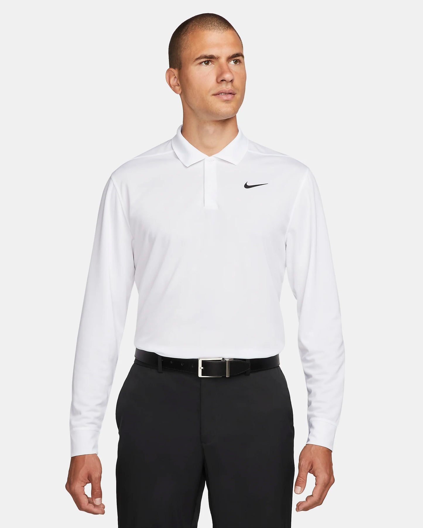 Nike Dri Fit Victory Men s Long Sleeve Golf Polo White Black