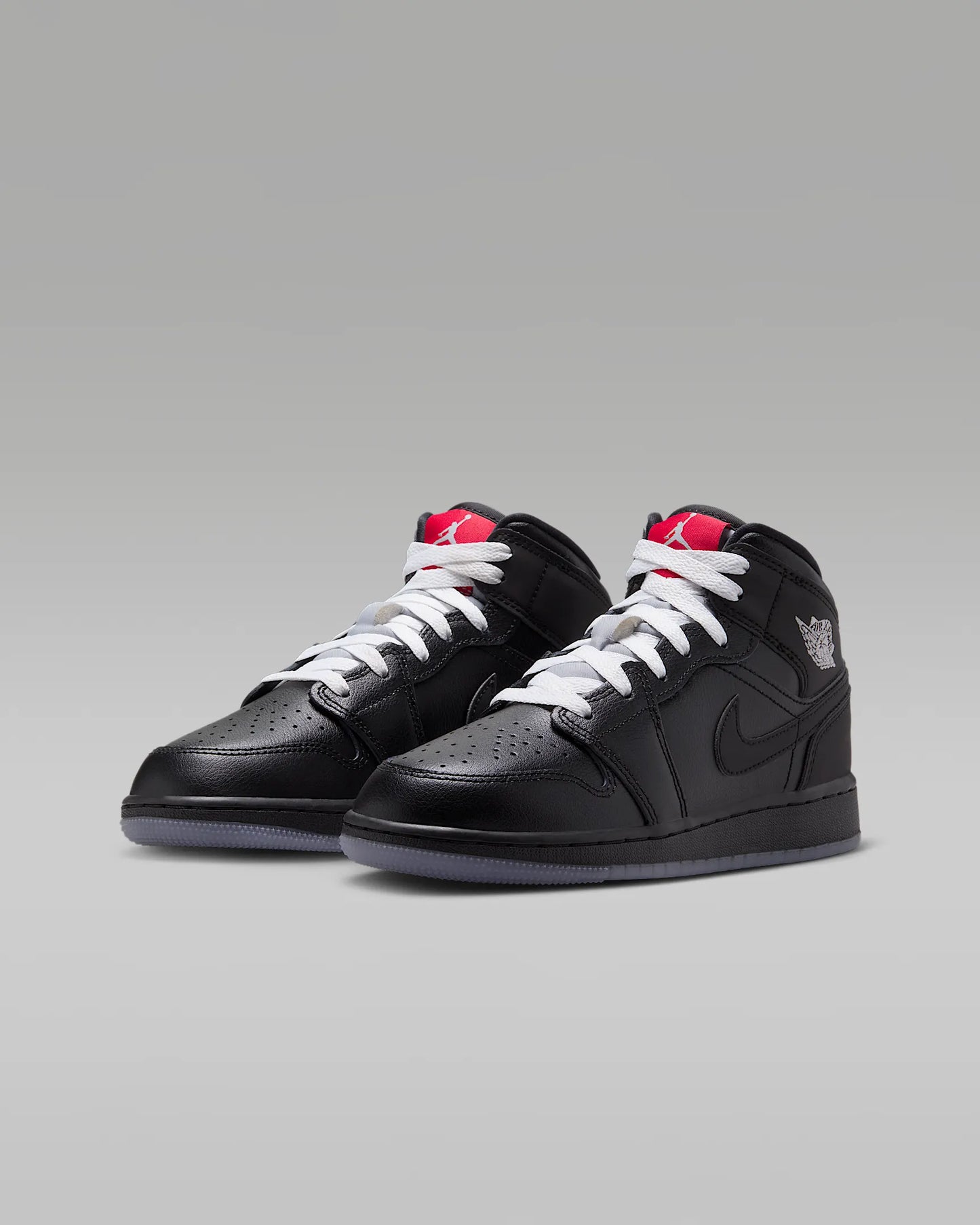 Air Jordan "1 Mid SE" GS - Black / Black / White / Wolf Grey