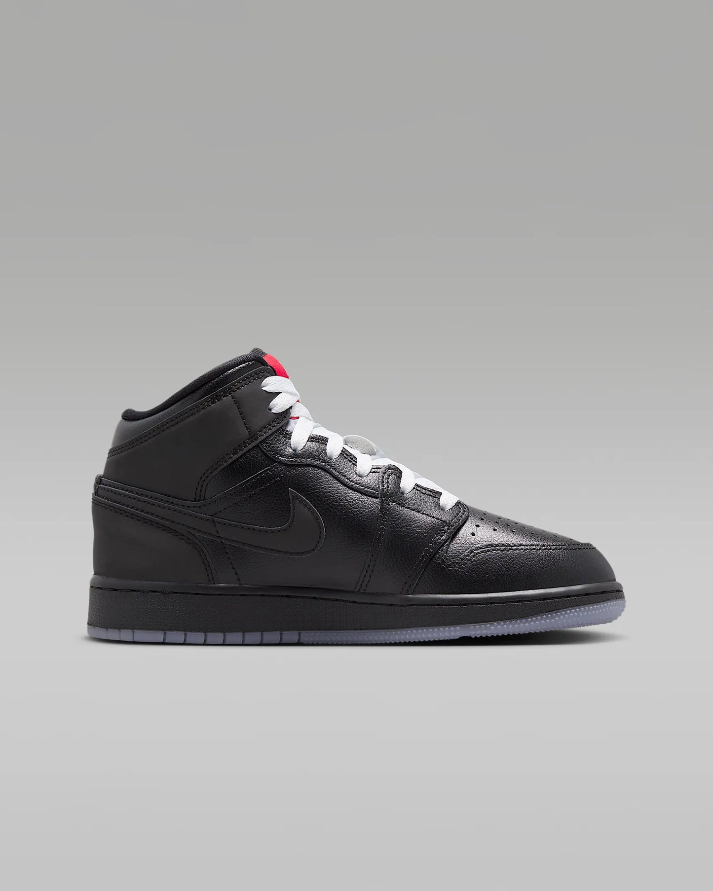 Air Jordan "1 Mid SE" GS - Black / Black / White / Wolf Grey