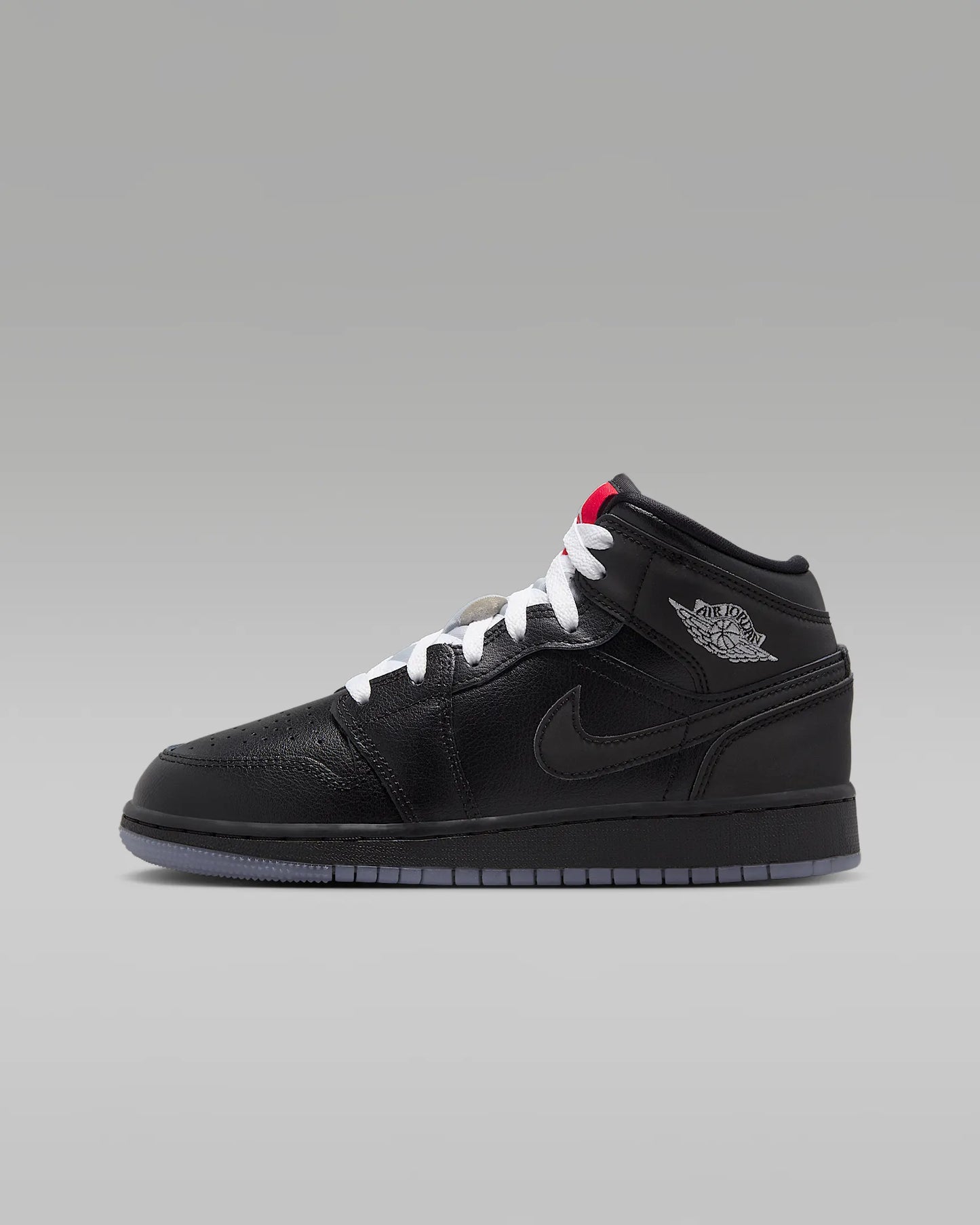 Air Jordan "1 Mid SE" GS - Black / Black / White / Wolf Grey