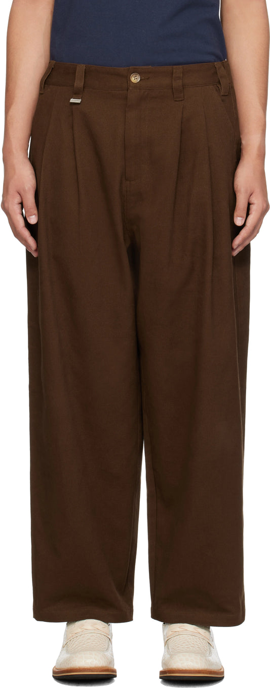 Metalwood Studio "Elastic Waist Baggy Pant" M - Brown