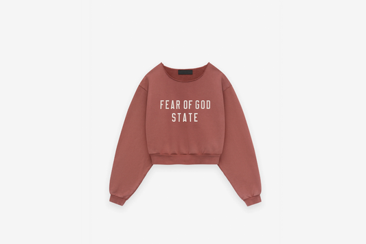 Fear of God Essentials "Heavy Fleece Cropped Crewneck" W - Crimson