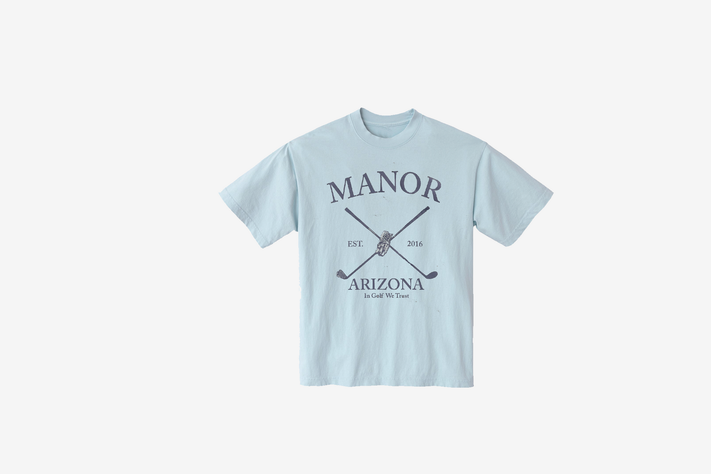 Manor "In Golf We Trust T-Shirt" M - Light Blue / Lilac