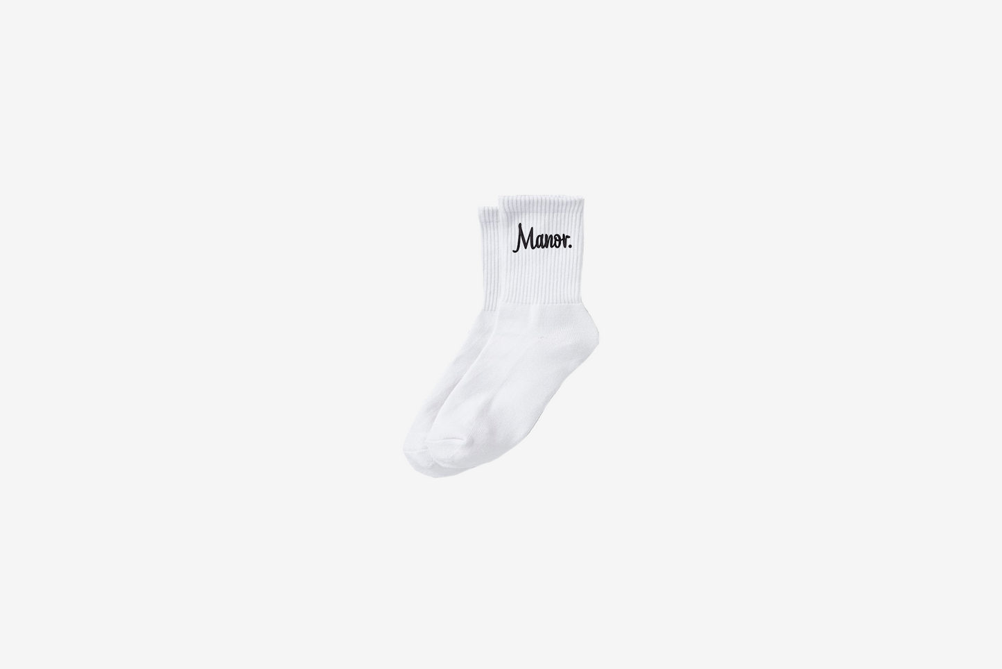 Manor "Side Script" Crew Socks - White