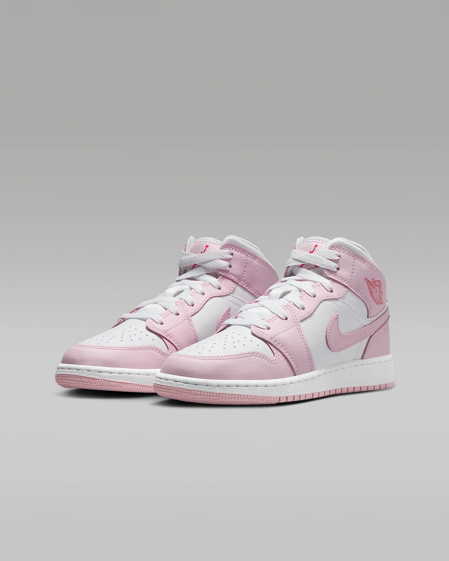 Air Jordan "1 Mid" GS - Pink Foam / White / Fire Red