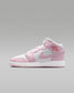 Air Jordan "1 Mid" GS - Pink Foam / White / Fire Red