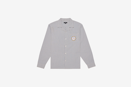 Malbon "Saint Tropez Seersucker LS Shirt" M - Blue / White