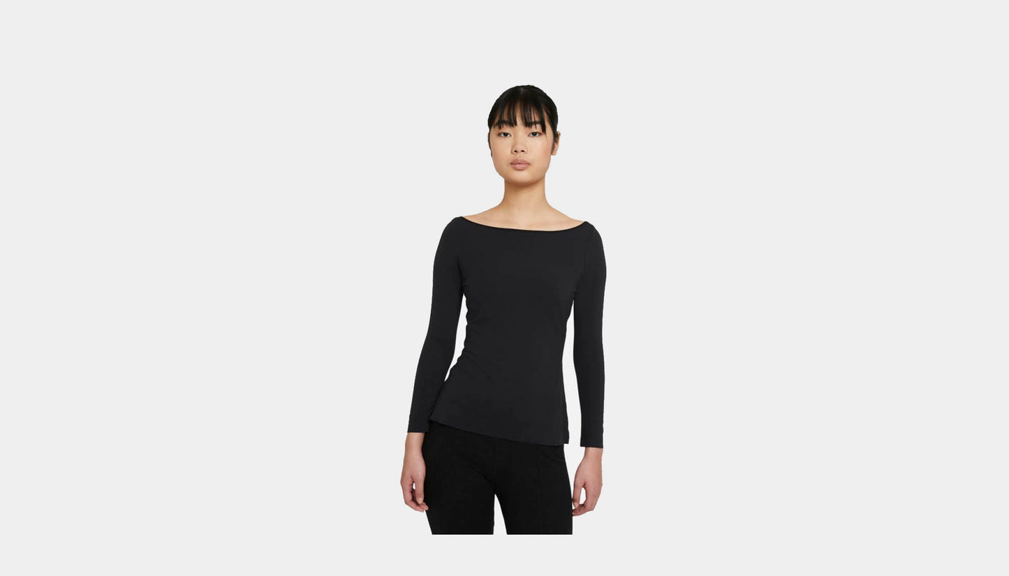 Nike Yoga Luxe Full Sleeve Round Neck T-Shirt For Women - Black