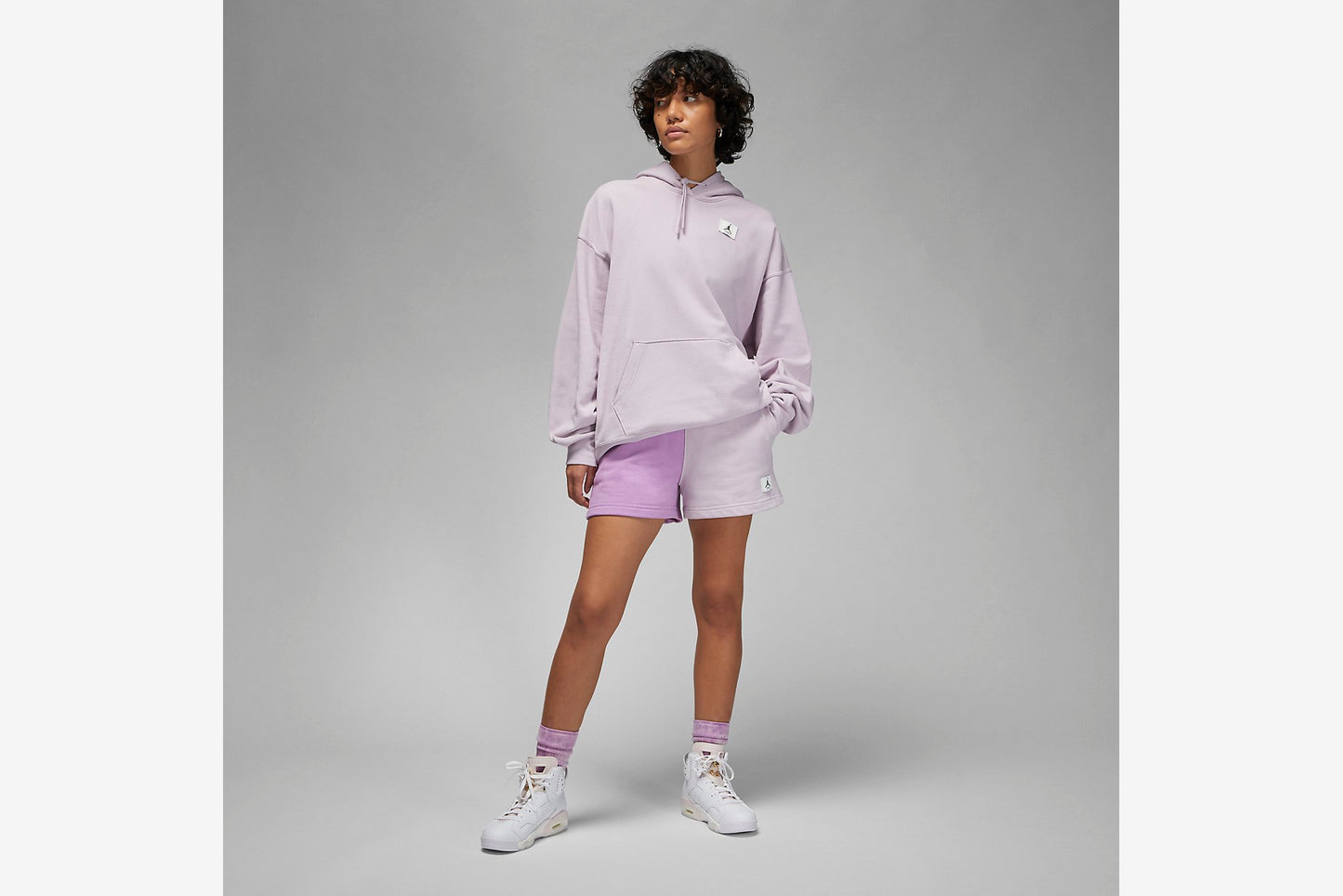 Nike mini metallic swoosh best sale oversized pastel purple hoodie