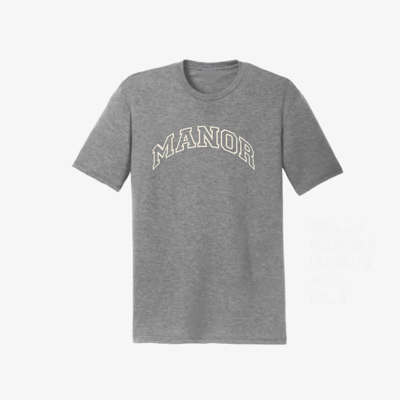 Manor "Collegiate Font" T-Shirt M - Heather Grey / Cream